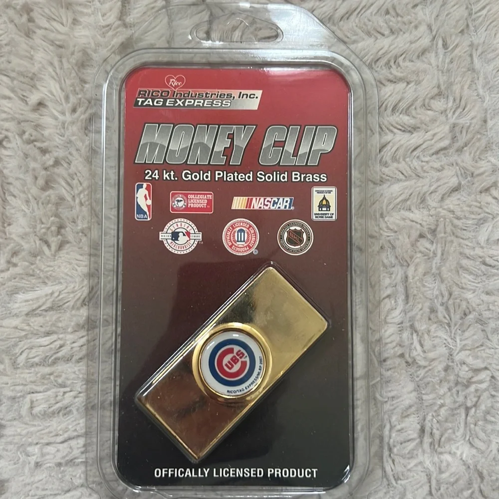 Chicago Cubs Money Clip 24 kt. Gold Plated Solid Brass officially licensed prdct